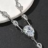 Brass Pave Clear Cubic Zirconia Y Necklaces NJEW-G183-06P-01-2