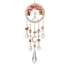 Wire Wrapped Natural Red Agate Chip Tree of Life Window Hanging Prism Ornaments HJEW-TA00283-02-1