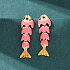 Fish Brass Micro Pave Cubic Zirconia Dangle Stud Earrings EJEW-C174-05G-4