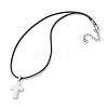 Natural White Jade Cross Pendant Necklaces NJEW-JN04624-05-4