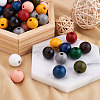 220Pcs 11 Colors Painted Natural Wood European Beads WOOD-TA0001-54-14