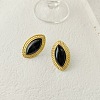 Horse Eye 304 Stainless Steel Natural Agate Stud Earrings FS-WGAD791-01-1
