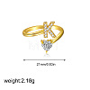 Brass Micro Pave Clear Cubic Zirconia Cuff Open Rings FS-WGF859A-18-1