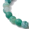 Dyed Natural Weathered Agate Round Beaded Stretch Bracelets BJEW-JB11074-03-3