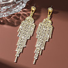 Brass Rhinestone Tassel Stud Earrings FS-WGD4A64-01-1