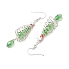 Christmas Tree with Star Brass Wired Glass Dangle Earrings EJEW-JE06126-4