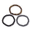3Pcs 3 Styles Natural & Synthetic Mixed Gemstone Round Beaded Stretch Bracelets Set BJEW-JB10139-05-4