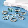 9Pcs Alloy with Rhinestone Finger Rings Sets FS-WG5AB7E-01-4
