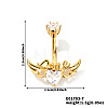 Heart with Wing Brass Rhinestone Belly Rings Curved Barbell OZ3962-7-1