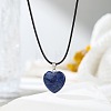 Natural Lapis Lazuli Heart Pendant Black Cord Necklaces NI9317-19-1