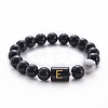 10MM Natural Black Onyx(Dyed & Heated) and Howlite Beaded Stretch Bracelets RH2290-5-1