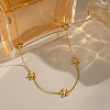 304 Stainless Steel Crystal Rhinestone Flower Link Chain Necklaces for Women NJEW-A059-02G-1