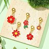 10Pcs 5 Styles Flower Alloy Enamel Pendant Decorations HJEW-JM02749-2