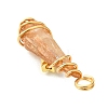 2Pcs Electroplated Natural Quartz Crystal Dyed Copper Wire Wrapped Pendants PALLOY-JF03174-01-5