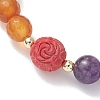 Natural Carnelian and Amethyst Round Beads Stretch Bracelets BJEW-JB13318-3