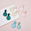 FIBLOOM 4 Pairs 4 Colors Alloy Enamel Flat Round Dangle Stud Earrings for Women EJEW-FI0002-65-5