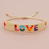 Bohemia LOVE & Rhombus Glass Seed Bead Braided Bead Bracelets CX8298-1-1