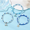 3Pcs 3 Styles Ocean Alloy Charm Bracelets Sets BJEW-MZ00338-1