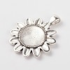 Sun Flower Alloy Pendant Cabochon Settings and Half Round/Dome Clear Glass Cabochons DIY-X0222-AS-2