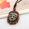 Easter Vintage Alloy with Imitation Leather Tribal Mask Pendant Necklaces FS-WG7B4BC-01-3