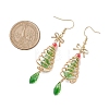 Christmas Tree with Bowknot Brass Wired Glass Dangle Earrings EJEW-JE06125-3