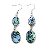 Brass Natural Abalone Shell Dangle Earrings EJEW-F388-01A-P-4