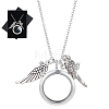 Alloy Wing Parrot Locket Pendant 304 Stainless Steel Cable Chain Necklaces for Women NJEW-DR00034-1