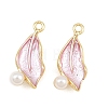 Alloy with Pearl Pink Enamel Pendants AL-CBA1FD3-26G-01-1