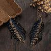 Bohemian Handmade Glass Seed Beads Tassel Dangle Earrings ZR0376-3