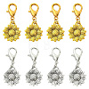 8Pcs 2 Colors Sunflower Alloy Pendant Decorations HJEW-YW00565-1