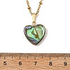 Heart Natural Abalone Shell/Paua Shell Pendant 304 Stainless Steel Satellite Chain Necklaces for Women NJEW-JN06368-5
