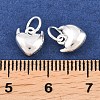 925 Sterling Silver Heart with Horn Charms STER-I024-03S-01-3