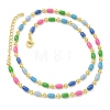 Brass Enamel Column Link Chain Necklaces NJEW-H039-10B-02G-2