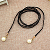 Imitation Leather Braided Belly Belt with Plastic Imitation Pearl Round Bead WG11EBA-03-1