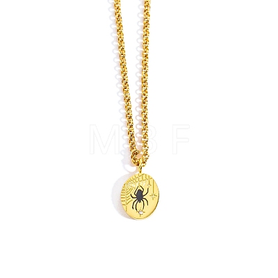 Golden Stainless Steel Pendant Necklace PW-WG7F300-01-1