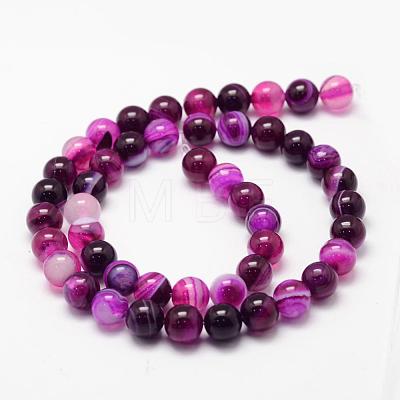 Natural Striped Agate/Banded Agate Bead Strands X-G-K155-A-8mm-02-1