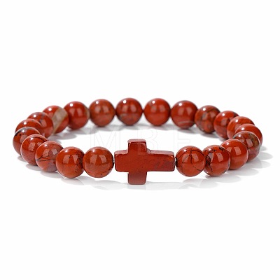 Natural Red Jasper Round Beads Stretch Bracelets YG0612-17-1