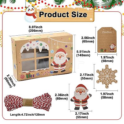 12 pcs 4 Styles Christmas Theme Kraft Paper Gingerbread Candy Boxes with PET Window ST-CJ0010-15-1