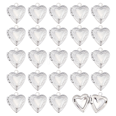 24Pcs 316 Stainless Steel Locket Pendants STAS-ME0003-39-1