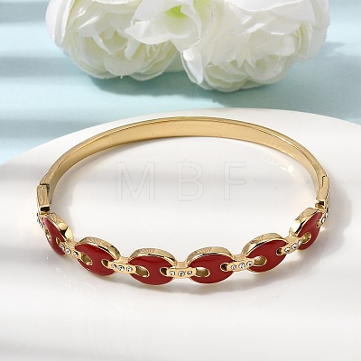 304 Stainless Steel Enamel Hinged Bangles BJEW-B168-01G-1