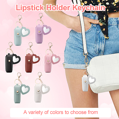 14Pcs 7 Colors PVC Leather Lipstick Keychain Holder KEYC-GO0001-23-1