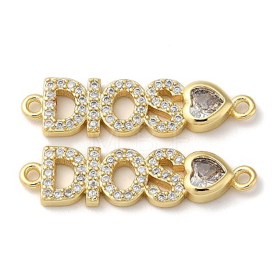 Rack Plating Brass Pave Clear Cubic Zirconia Connector Charms X-KK-K332-39G-1