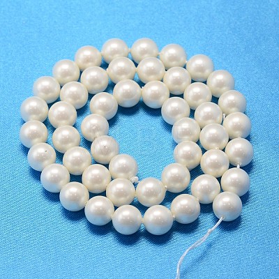 Round Shell Pearl Bead Strands X-BSHE-L011-8mm-A013A-1