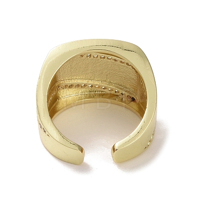 Brass Micro Pave Cubic Zirconia Open Cuff Ring RJEW-K256-52G-1