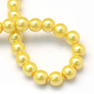 Baking Painted Pearlized Glass Pearl Round Bead Strands HY-Q003-6mm-67-1