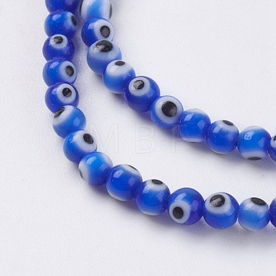 Handmade Evil Eye Lampwork Beads Strands LAMP-J089-B02-1