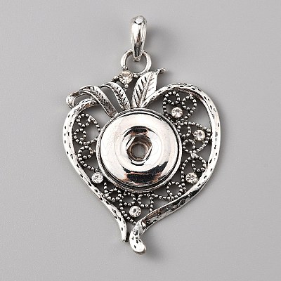 Alloy Rhinestone Hang Snap Base Pendant for Interchangeable Snap Charms Jewelry Making LS-FIND-WH0045-87AS-1