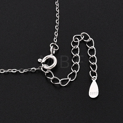 925 Sterling Silver Pave Clear Cubic Zirconia & Crystal Rhinestone Square Pendant Necklaces NJEW-T018-60P-1