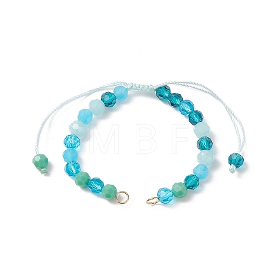 Gradient Color Faceted Glass Beaded Braided Bracelets AJEW-JB01148-1