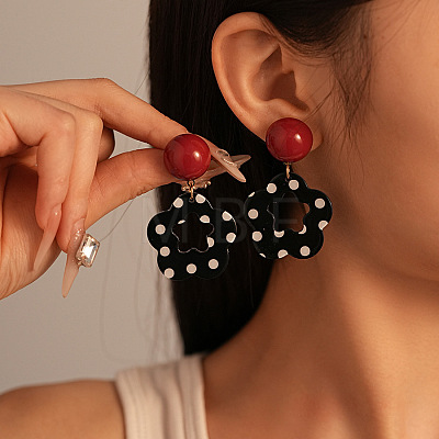 Alloy Resin Dangle Stud Earrings FS-WG4F5C5-12-1